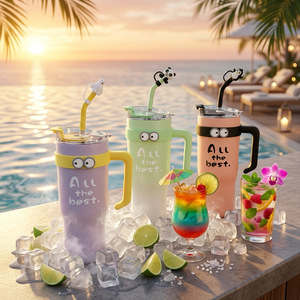Vaso Térmico Personalizado con Diseño Kawaii de 40 oz, con Asa y Pajita, Apto <span class=keywords><strong>para</strong></span> Lavavajillas, Antiderrames, Regalo <span class=keywords><strong>para</strong></span> Niños Escolares - Product Image 2