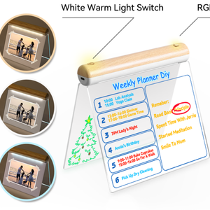 DIY Creative Acrylic Night Light Daily <strong>Drawing</strong> Message Memo Writing Board with Stand Color Pens LED Table Lamp - Product Image 1