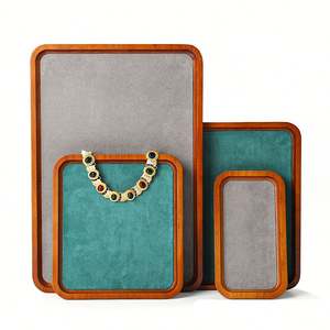 Wooden <b>Jewelry</b> Display <b>Tray</b> Ring Earring Necklace Beige Custom Logo - Product Image 4