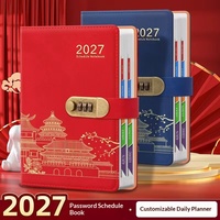 Agenda quotidien 2027 pour la gestion du temps et l'autodiscipline – Cadeau personnalisable – Carnet en similicuir avec code secret