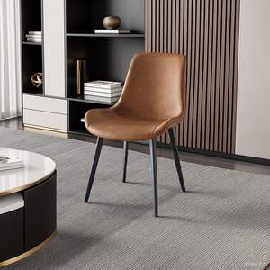 Silla de Comedor Moderna Tapizada en Cuero Negro Estilo Adulto - Product Image 2