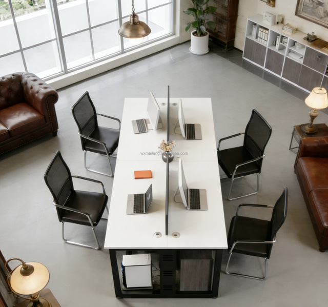 Hot Sale High Quality Commercial Wooden Open Work Station Furniture 2-8 Person Staff Office Library Table