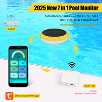 Testeur de qualité de l'eau de piscine flottant solaire intelligent 7-en-1 Tuya Zigbee APP moniteur pour pH ORP EC TDS SALT CL détection de température
