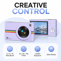 Appareil photo compact 5K vidéo 96MP photo Zoom 8x AF HDR Faible luminosité ISO 100-6400 60 filtres 10 modes scène Beauté 5 niveaux WiFi AF rapide