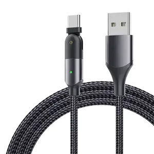 Custom China Supplier Fast Charging Data Cable 180 Degree Rotational Connector Usb To C Cord Rotating Fast Charge Cable