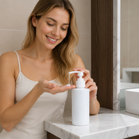 Bouteilles vides cylindriques en PET de 500 ml pour emballages de soins de la peau, 250/300/400 ml pour lotion corporelle et huiles essentielles, flacon pompe pour shampoing