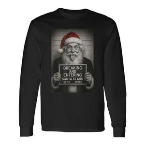 Camiseta de manga larga de Papá Noel con diseño navideño, ropa festiva - Product Image 1