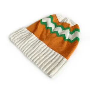 SZ826几何图案冬季保暖帽翻边针织帽保暖嘻哈滑雪帽帽男童女童帽
