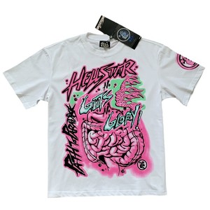 Camiseta <span class=keywords><strong>de</strong></span> Manga Corta <span class=keywords><strong>de</strong></span> Algodón <span class=keywords><strong>Peinado</strong></span> Lavado con Estampado <span class=keywords><strong>de</strong></span> Letras Retro Estilo Ins <span class=keywords><strong>de</strong></span> American Trend Hell Star para Hombre y Mujer, Casual y a la Moda - Product Image 5