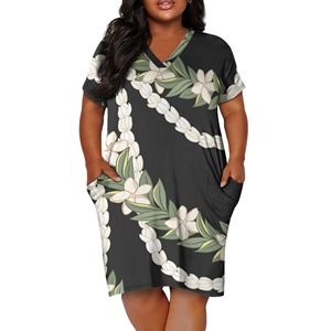 Thời Trang Tùy Chỉnh Cộng Với Kích Thước Polynesian Của Phụ Nữ Giản Dị Mùa Hè Ăn Mặc Ngắn Tay Áo Tribal Saman In Thiết Kế Với Bỏ Vòng Eo - Product Image 4