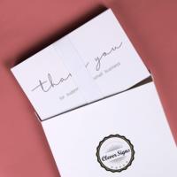 Biglietto di ringraziamento personalizzato stampato per aver supportato la mia piccola impresa. Design elegante e professionale.