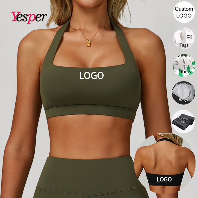Women's High-Impact Sports Bra Breathable Fitness Yoga Gym Top Eco-Friendly Activewear with Halter Support