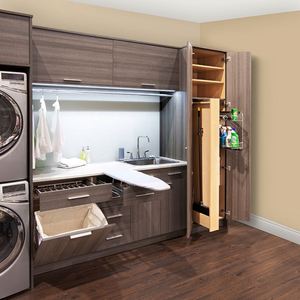 Armoire à linge personnalisée au design simple, en panneaux de particules, avec lavabo - Product Image 2