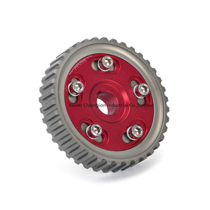Fraisage CNC personnalisé aluminium usiné rouge anodisé engrenages à came réglables poulie engrenage de distribution accessoires de voiture - Product Image 1