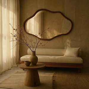 Asymmetrical Wooden Wall <b>Mirror</b>: Modern Irregular Decorative <b>Mirror</b> - Product Image 3