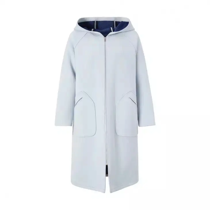 Stock cotton+air layer composite hooded long sleeve zipper women's long cardigan sweater coat