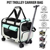 Sac de transport à roulettes pour animaux de compagnie en tissu 600D avec chariot amovible et maille respirante pour chats, chiens et autres animaux – Sac de voyage pour animaux