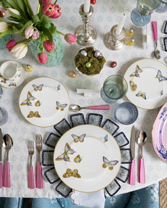 <span class=keywords><strong>Service</strong></span> de table de luxe en or véritable, motif papillon, en <span class=keywords><strong>porcelaine</strong></span> fine, assiettes de présentation colorées en céramique, tasses à café et bols pour mariages et hôtels - Product Image 3