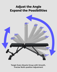 Banc de musculation multifonction réglable - Banc inclinable et déclinable pliable avec extension pour les jambes pour l'entraînement de force à domicile - Product Image 3