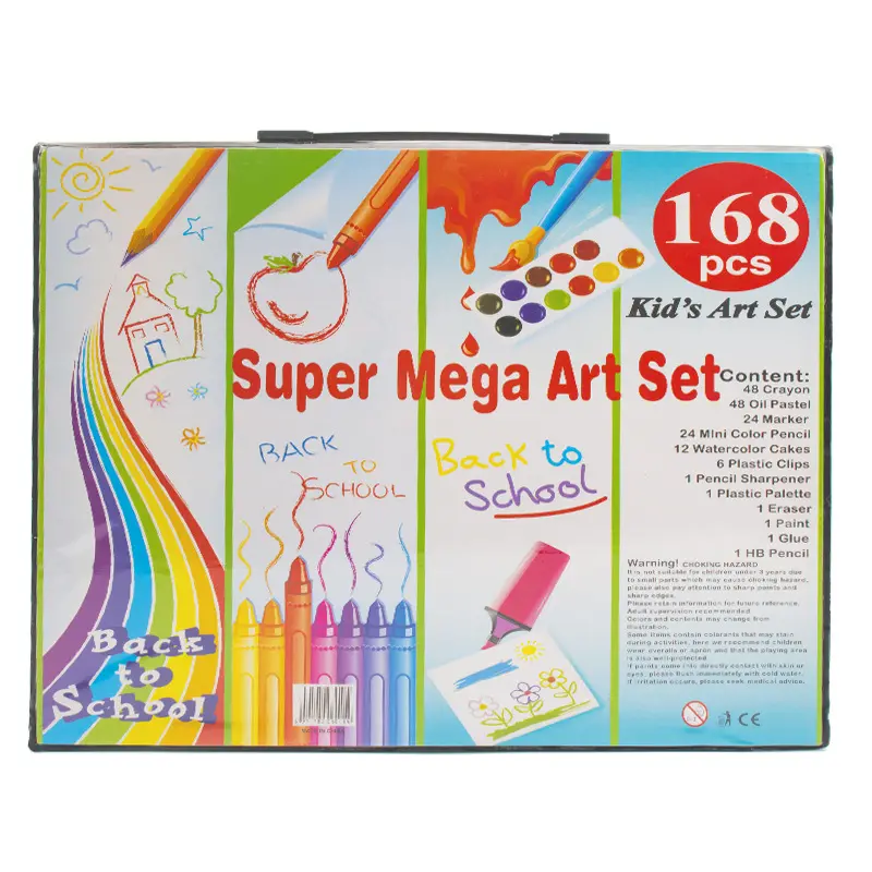 Sıcak satış 168 adet çocuklar boyama boya kalemi ile çizim sanat seti yağ pastel suluboya İşaretleyiciler renkli kalem araçları erkek kızlar için