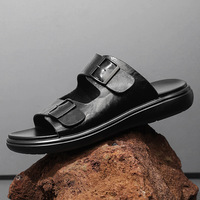 Nouvelles sandales pour hommes fabriquées en Chine, design italien tendance, en cuir de vachette véritable, pantoufles de luxe de Dubaï