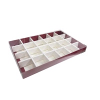 Calendrier de l'Avent de Noël Rouge et Blanc, Boîte à Pâtisserie aux Chocolats et Biscuits, Boîte à Bonbons à 24 Compartiments avec Couvercle Transparent