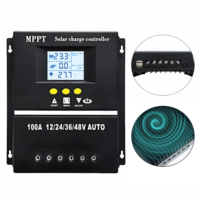 Y&H 100A MPPT Solar Charge Controller 12V 24V 36V 48V LCD Display PV Panel Battery Intelligent Regulator for Lead-acid/Lithium