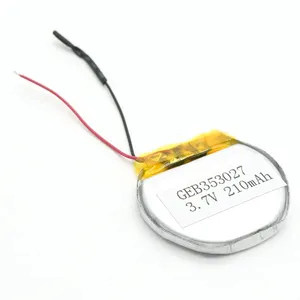 चीनी निर्यात 3.7v 210mAh 200mAh दौर लिथियम बहुलक बैटरी एक ग्रेड 1S1P 353027 लिथियम आयन बैटरी