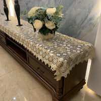 Housse anti-poussière rectangulaire en tissu dentelle à motif géométrique de style européen pour meuble TV de salon, meuble à chaussures et nappe longue