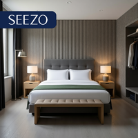 Ensemble de chambre d'hôtel : Service complet, assemblage rapide, table console, cadre de lit en cuir en panneau MDF pour hôtels et aéroports