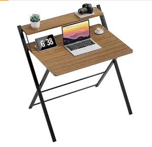 双层电脑站立式办公桌办公桌，带搁板金属支腿