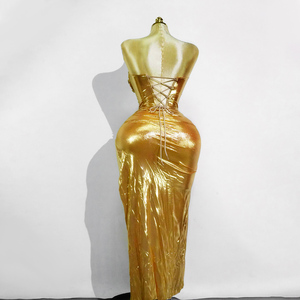 Robe <span class=keywords><strong>de</strong></span> Soirée <span class=keywords><strong>Sirène</strong></span> Or Liquide - Robe <span class=keywords><strong>de</strong></span> Bal Métallique Sexy à Fente Haute pour Gala, Tapis Rouge, Concours <span class=keywords><strong>de</strong></span> Beauté et Soirée Formelle 2026 - Product Image 3