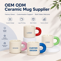 Mug en céramique personnalisé avec poignée épaisse colorée, impression de logo OEM ODM, tasse à expresso en porcelaine pour cadeau de la fête des mères, fournisseur en gros