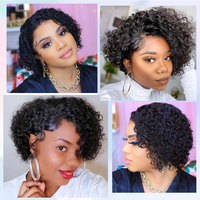 Perruques courtes en gros pour revendeurs de cheveux – Perruque courte Pixie Cut en cheveux vierges Remy, fabriquée à la machine, 100 % cheveux humains pour femmes noires