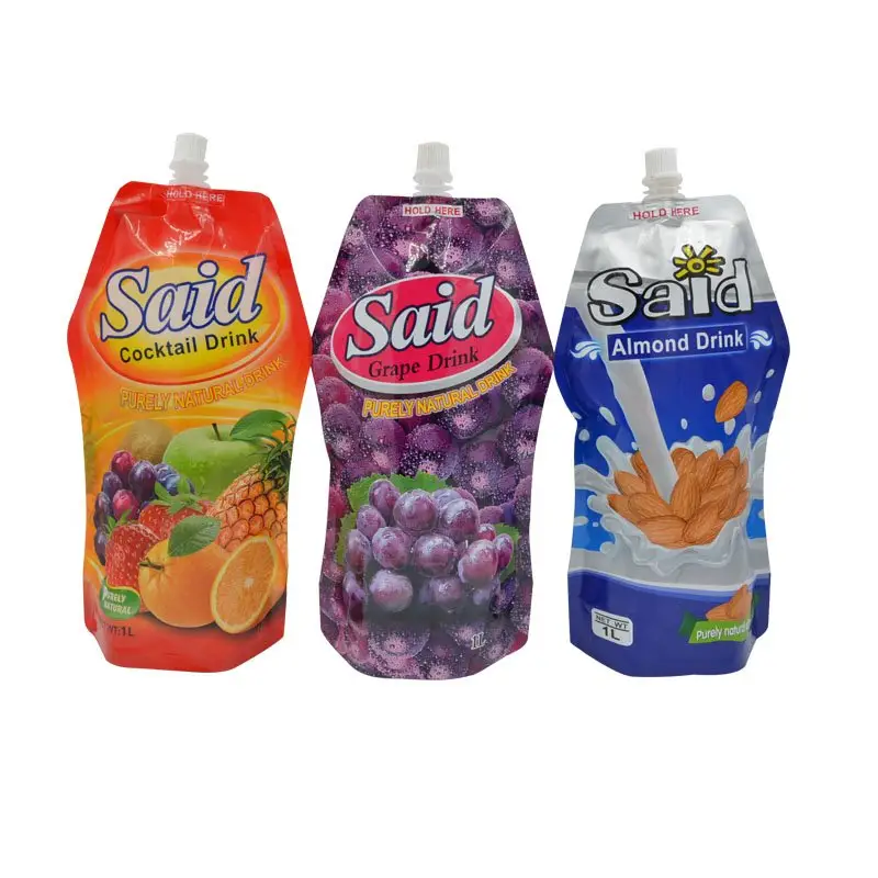 Personalize Impressão Stand Up Spout Pouch para Bebidas Bolsa Líquida com Bico Folha de alumínio para suco Beverage Spout Pouch