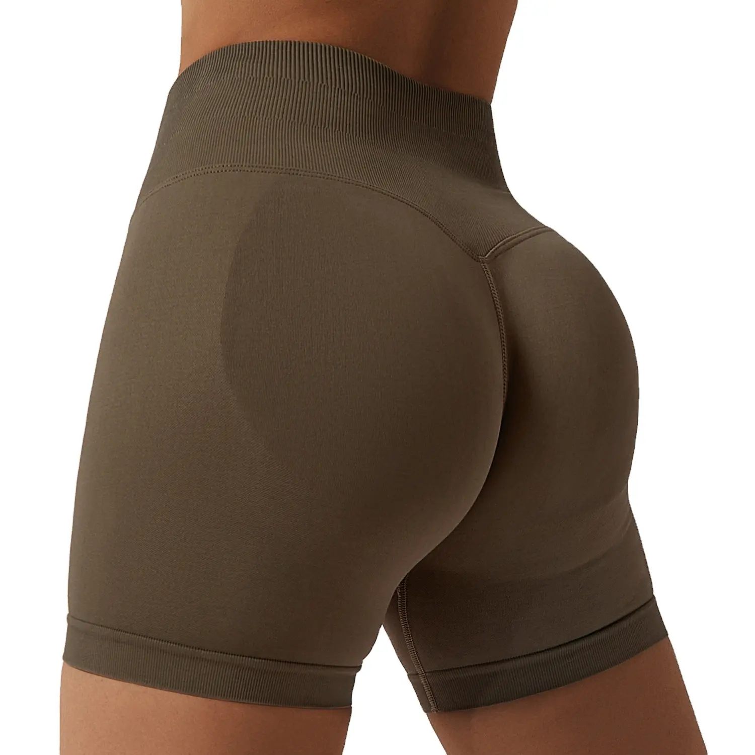 CDK6808 Custom Stretchy Seamless Gym Fitness Short Butt Lift Sports Running Compression High Waist Yoga Nylon Shorts For Women