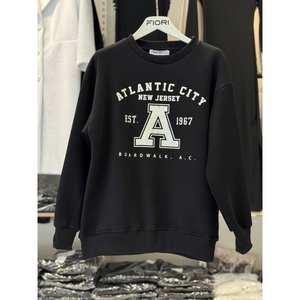 Sweat-shirt surdimensionné Atlantic City pour femme, noir, 380g, anti-boulochage, tricoté, manches longues, col rond, pull - Product Image 3