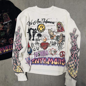 T-Shirt a Maniche Lunghe <span class=keywords><strong>Termica</strong></span> da Uomo in Cotone Pesante con Grafica Personalizzata, <span class=keywords><strong>Maglia</strong></span> Oversize a Nido d'Ape con Stampa DTG e Serigrafica - Product Image 2