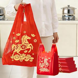 ถุงเสื้อยืดพลาสติกแบบใช้แล้วทิ้ง ถุงหิ้วแบบเสื้อกั๊กสำหรับบรรจุภัณฑ์ซุปเปอร์มาร์เก็ตและร้านขายของชำ - Product Image 3