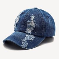 Casquette de baseball vintage en denim délavé et déchiré, style « Dad Hat », en coton lavé, 6 panneaux, avec logo personnalisé, streetwear, hip-hop