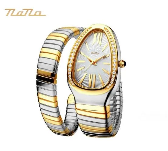 nano IPG plating latest brand design cheap price green dial customized private logo gold Quartz snake watch woman