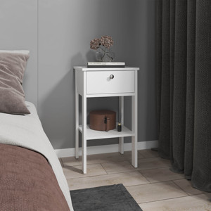 Nightstand 1 Drawer 1 Shelf <b>White</b> <b>Bedside</b> <b>Table</b> Storage Unit - Product Image 1