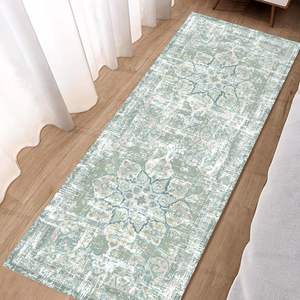 Tapis de couloir persan en velours cristal à motif médaillon, antidérapant, pour la décoration de la maison, 2x6 pieds - Product Image 5