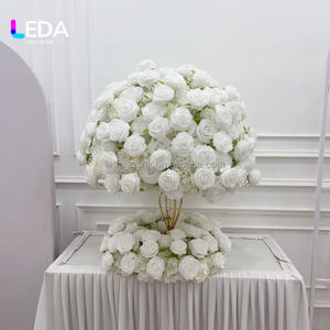 LEDA Artículos para Bodas, Centro de Mesa Elegante para Boda, Bola de Flores de Rosa Blanca, Ramo de Flores Artificiales de Seda para Decoración de Bodas - Product Image 1