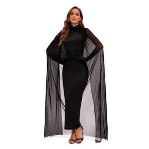 Disfraz de bruja con capa y malla para mujer adulta, vestido para fiesta de Halloween, traje para actuación en escenario - Product Image 4