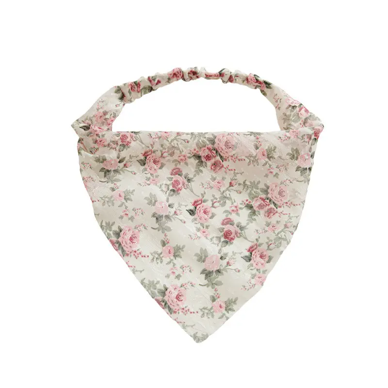 Großhandel 2024 Neuheiten Dreieck-Chiffon-Kopfband Blume Vintage Kopftuch Haarscrunchies