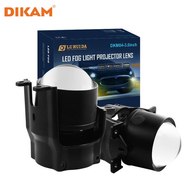 DIKAM Led Fog/driving Lights 55w 6000k 3 Color Bi Led Projector Laser Lens 3 Water Proof Fog Light Led Projector Fog Lamp for Car