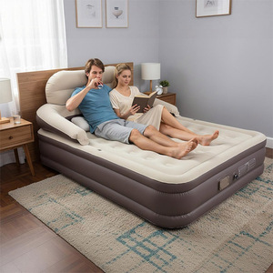 Materasso ad aria matrimoniale Highwin moderno con testiera e pompa a batteria integrata, letto gonfiabile per campeggio all'aperto - Product Image 4