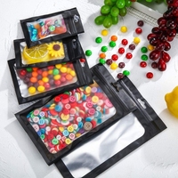 Bolsa de papel de aluminio resellable para almacenamiento de alimentos, bolsa de mylar transparente con agujero para colgar, color negro mate