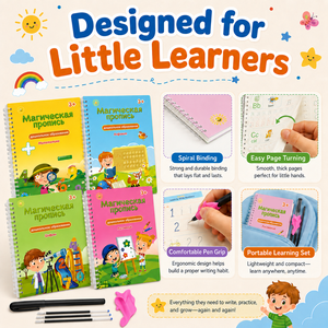 Juego <span class=keywords><strong>de</strong></span> 4 Cuadernos <span class=keywords><strong>de</strong></span> Práctica <span class=keywords><strong>de</strong></span> Escritura con Ranuras para 5 Idiomas, con Bolígrafo, 5 Recambios y Agarre para Árabe, Inglés, Francés, Español y Ruso - Product Image 4